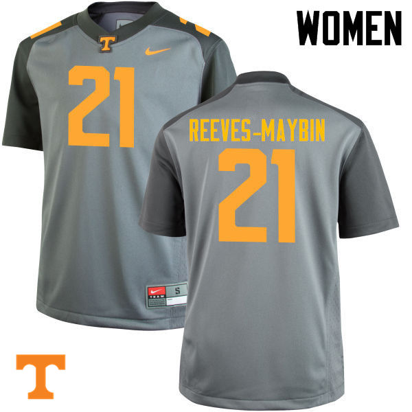 Women #21 Jalen Reeves-Maybin Tennessee Volunteers College Football Jerseys-Gray - Click Image to Close